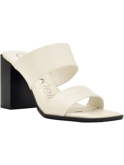 Shop Calvin Klein Tara Womens Leather Slip-on Slide Sandals In Multi