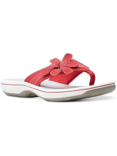 Shop Cloudsteppers By Clarks Womens Faux Leather Slip On Thong Sandals In Red