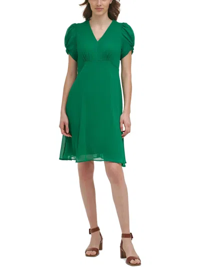 Shop Calvin Klein Womens Puff Sleeve Short Fit & Flare Dress In Multi