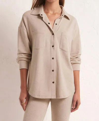 Shop Z Supply Wfh Modal Shirt Jacket In Oatmeal Heather In Grey