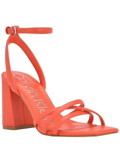 Shop Calvin Klein Qalat Womens Casual Square Toe Block Heel In Orange