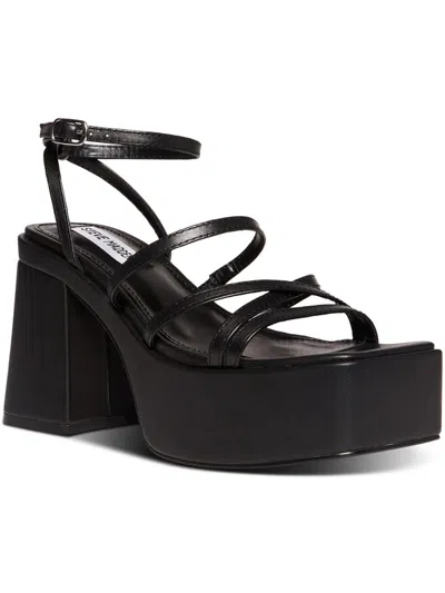Shop Steve Madden Barb Womens Leather Ankle Strap Platform Heels In Black