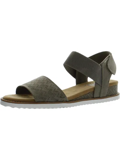 Shop Bobs From Skechers Desert Kiss Womens Slingback Ankle Strap Wedge Sandals In Grey