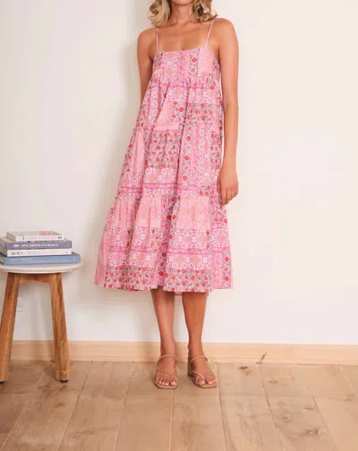 Shop Dra Los Angeles Noelle Dress In Pink Patchwork In Multi