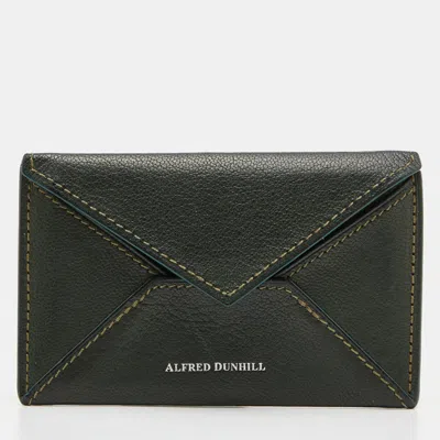 Shop Alfred Dunhill Leather Flap Card Case In Green