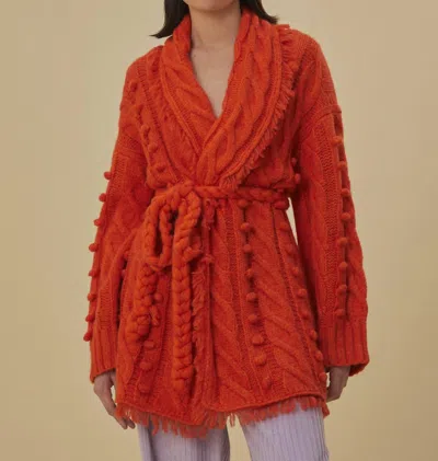 Shop Farm Rio Braided Knit Cardigan In Orange