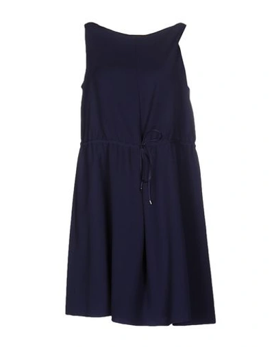 Shop Emporio Armani Short Dress In Dark Blue