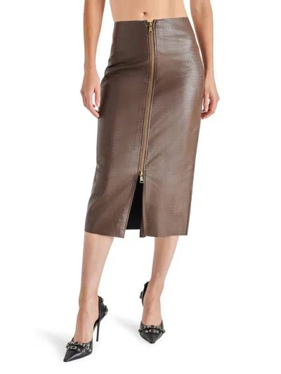 Shop Steve Madden Haynes Midi Skirt In Chocolate Brown In Multi