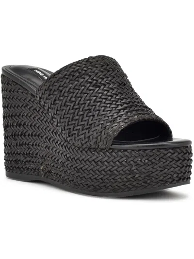 Shop Nine West Wneverie2 Womens Slip On Casual Slide Sandals In Black
