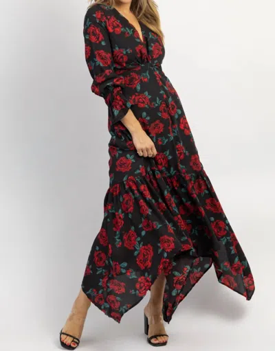 Dee Elly Twist Front Maxi Dress In Roma Rose In Multi