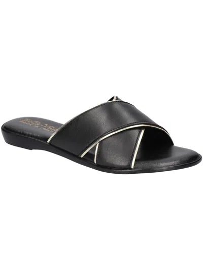 Shop Bella Vita Tab Womens Leather Metallic Trim Slide Sandals In Black
