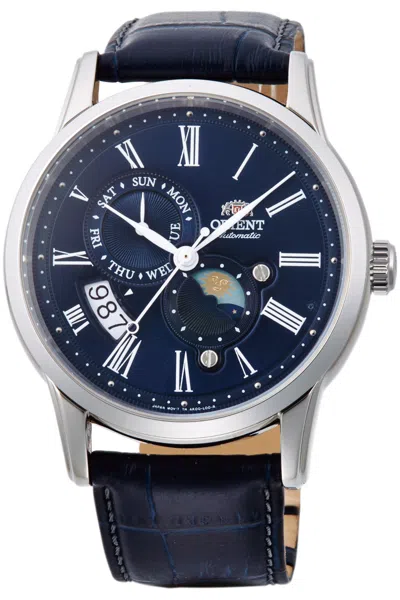 Shop Orient Men's Ra-ak0011d10b Sun & Moon 43mm Automatic Watch In Blue