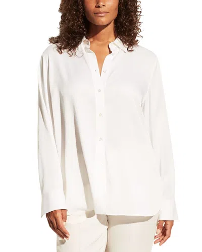 Shop Vince Plus Slim Fitted Silk-blend Blouse In White