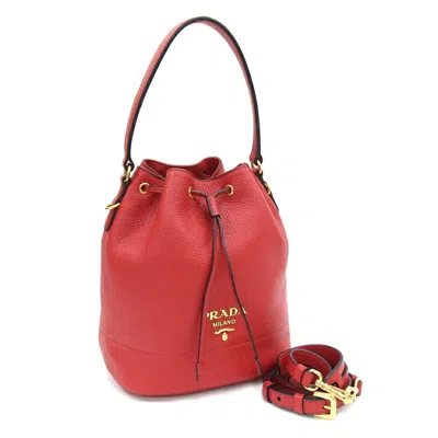 Shop Prada Leather Shoulder Bag () In Red