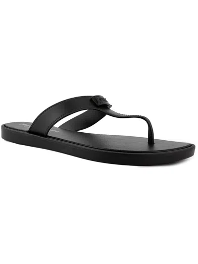 Shop Juicy Couture Seneca Womens Faux Leather T-strap Slide Sandals In Black