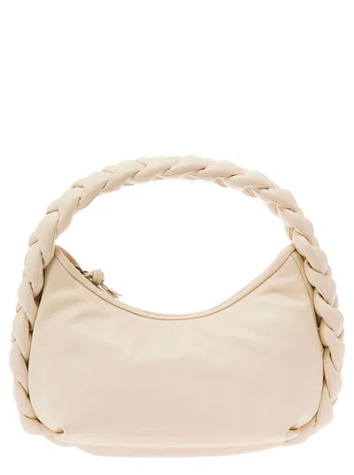 Shop Hereu 'espiga' White Handbag With Woven Handle In Leather Woman