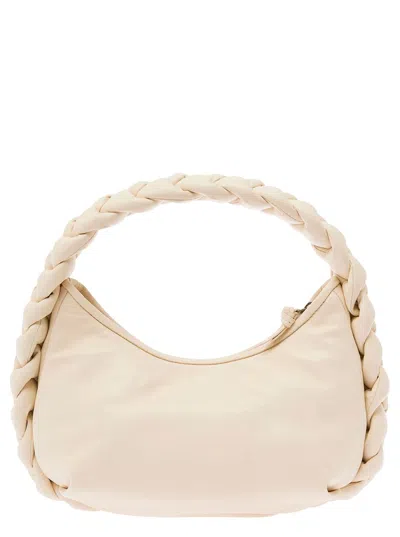 Shop Hereu 'espiga' White Handbag With Woven Handle In Leather Woman