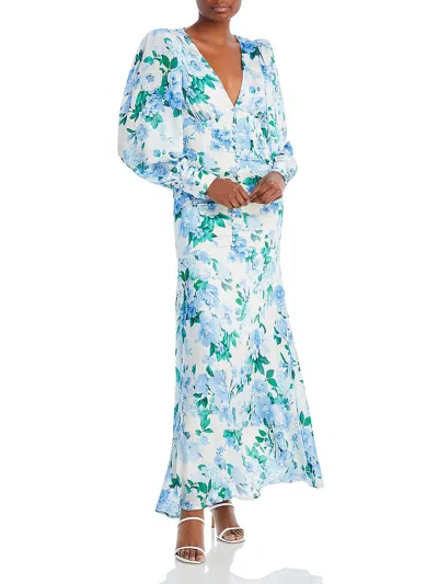Shop Line & Dot Lisette Womens Chiffon Floral Maxi Dress In Blue