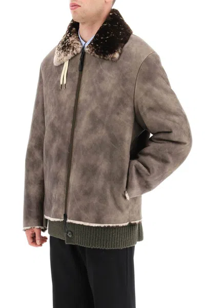 Shop Acne Studios Vintage-effect Shearling Jacket In Brown