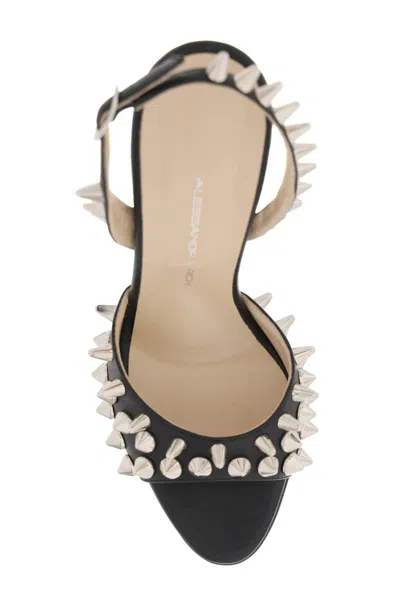 Shop Alessandra Rich Sandals With Spikes In Black