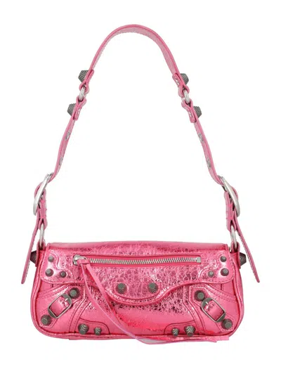 Shop Balenciaga Le Cagole Metallized Xs Sling Bag In Metallic Pink