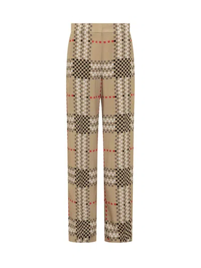 Shop Burberry Jane Check Pants In Brown