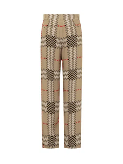 Shop Burberry Jane Check Pants In Brown