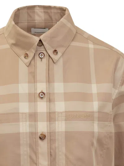 Shop Burberry Long Sleeve Shirt In Brown