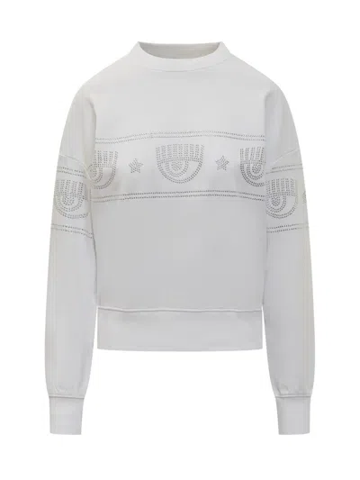 Shop Chiara Ferragni Logomania Sweatshirt 317 In White
