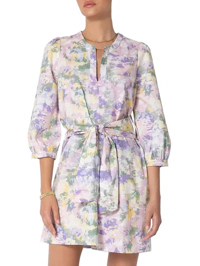 Shop Tart Collections Womens Floral Print V-neck Tunic Dress In Purple