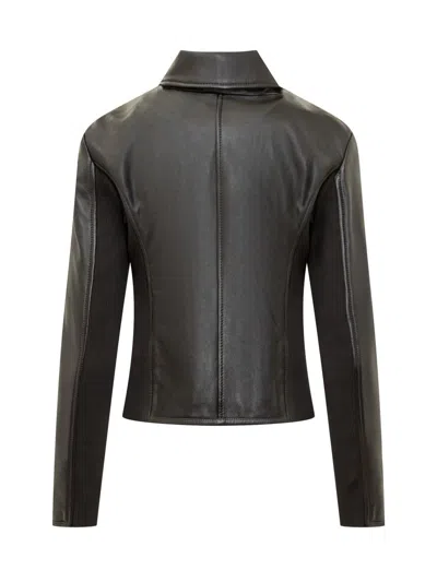 Shop Diesel L-sask Leather Biker Jacket In Black