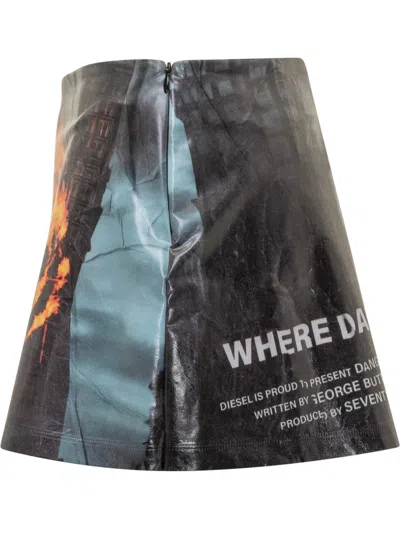 Shop Diesel Miniskirt With Print In Black