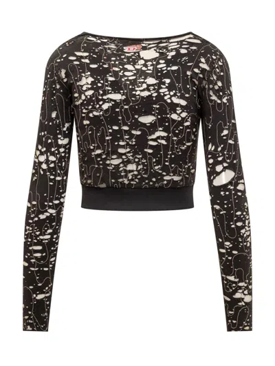 Shop Diesel Sweater With Devoré Effect In Black