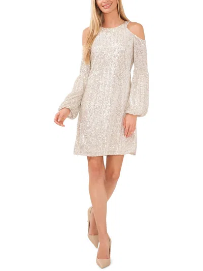 Shop Cece Womens Sequins Cold Shoulder Cocktail And Party Dress In White