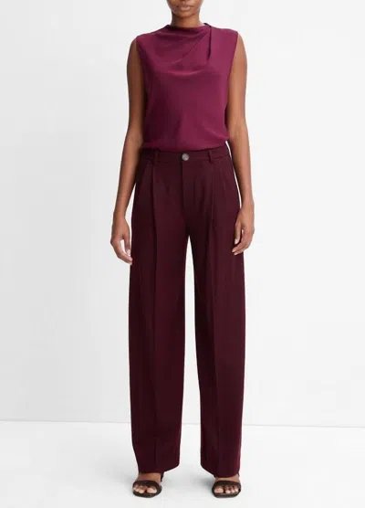 Shop Vince Cozy Wool Pleat Front Pant In Cherry Wine In Multi