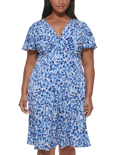 Shop Jessica Howard Plus Womens Party Knee-length Fit & Flare Dress In Blue