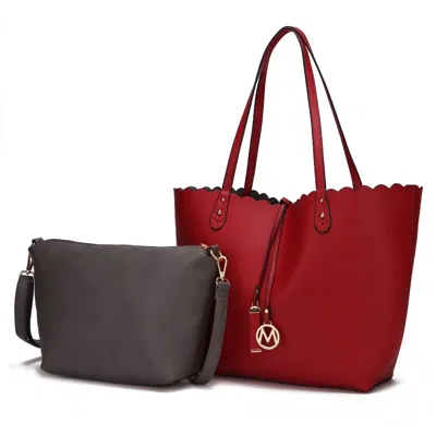 Mkf Collection By Mia K Amahia Vegan Leather Women's Reversible Shopper Tote Bag With Crossbody Pouch By Mia K In Red