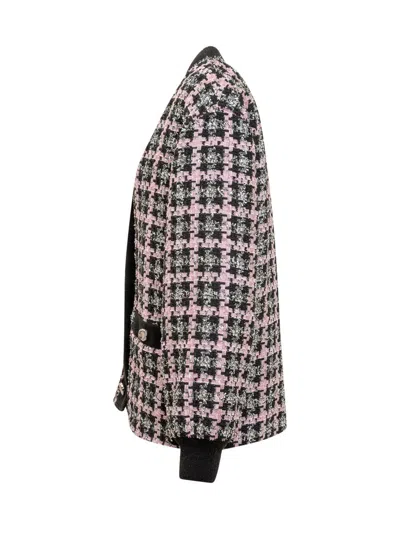 Msgm Single-breasted Tweed Jacket In Black
