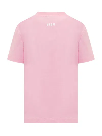 Shop Msgm Crew-neck T-shirt In Pink