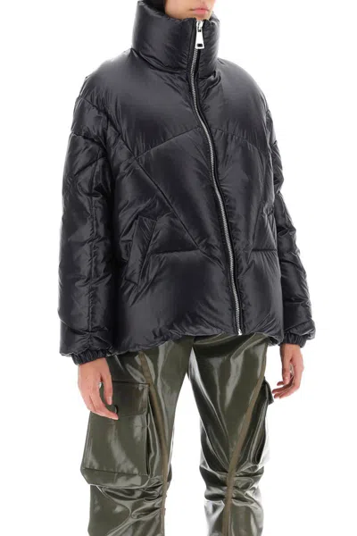 Shop Khrisjoy Moon Shiny Short Down Jacket In Black