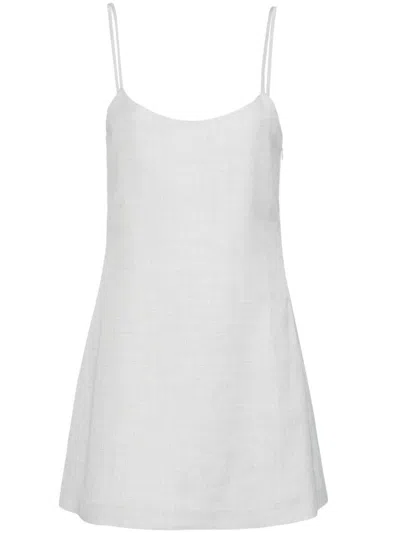 Shop Philosophy Di Lorenzo Serafini Short Dress In Viscose And Linen With Thin Straps In Blue