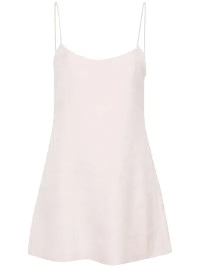 Shop Philosophy Di Lorenzo Serafini Short Dress In Viscose And Linen With Thin Straps In Pink