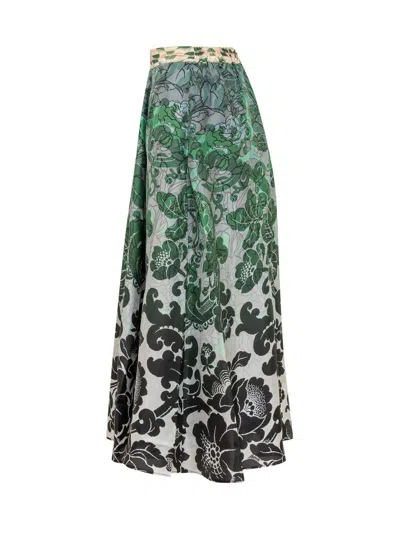 Shop Pierre-louis Mascia Pierre Louis Mascia Silk Skirt With Floral Print