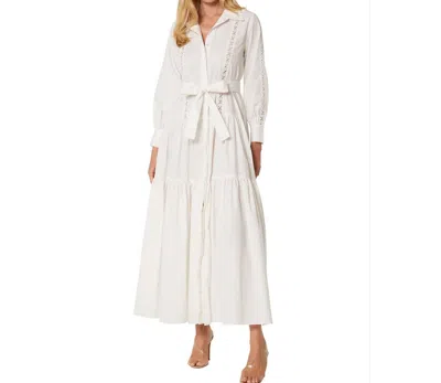 Shop Misa Marlena Long Sleeve Poplin Maxi Dress In White