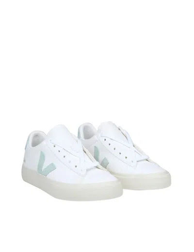 Shop Veja Leather Sneakers In White/matcha