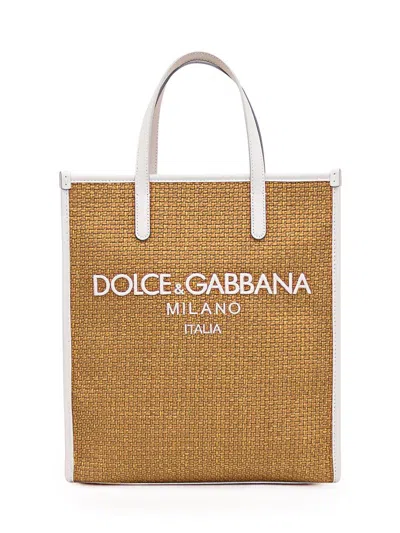 Shop Dolce & Gabbana Shopping Bag In Beige