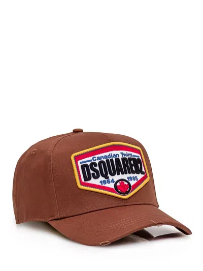 Shop Dsquared2 Baseball Hat With Patch In Brown