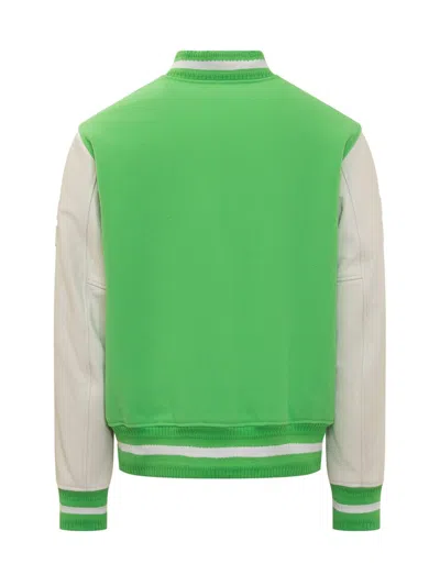 Shop Givenchy Bomber Jacket In Wool And Leather In Green