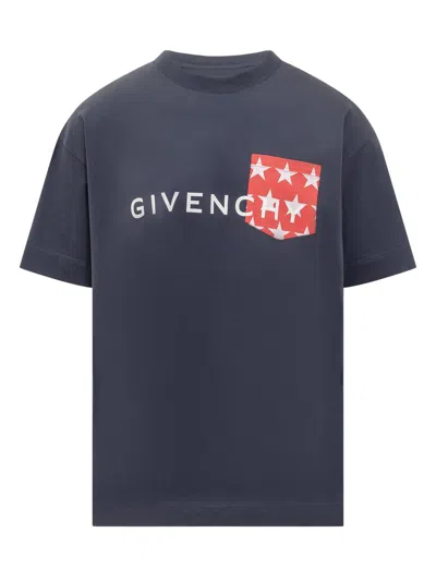 Shop Givenchy Cotton T-shirt With Pocket In Blue