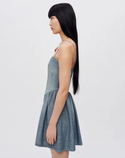 Shop Re/done Chambray Gathered Dress In S